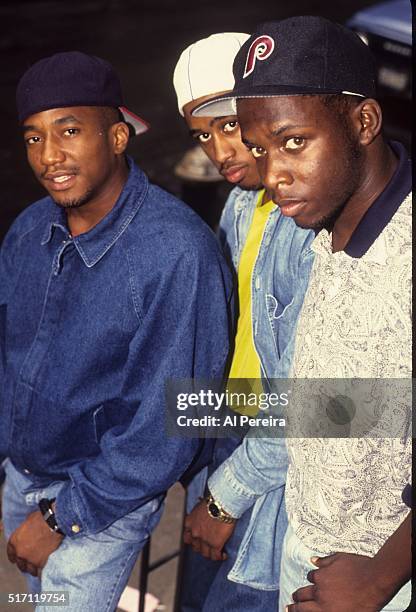 Ali Shaheed Muhammad, Phife Dawg and Q-TIp of the hip hop group "A Tribe Called Quest" pose for a portrait session in July 1991 in New York .