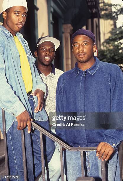 Ali Shaheed Muhammad, Phife Dawg and Q-TIp of the hip hop group "A Tribe Called Quest" pose for a portrait session in July 1991 in New York .