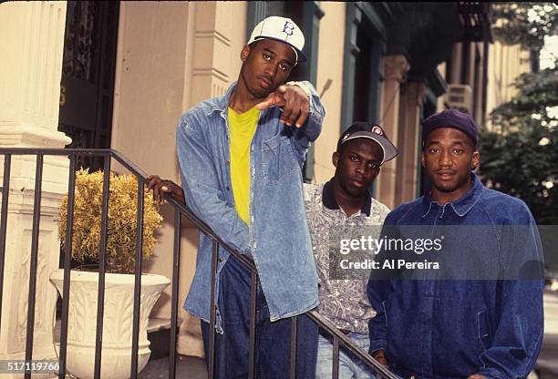 Ali Shaheed Muhammad, Phife Dawg and Q-TIp of the hip hop group "A Tribe Called Quest" pose for a portrait session in July 1991 in New York .