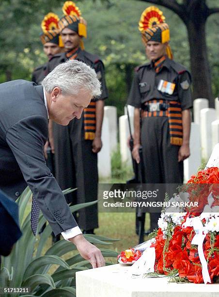Deputy British High Commisioner in Southern India Stuart Innes lays a wreath at the Madras War Cemetary in Madras, 10 November 2004. The British...