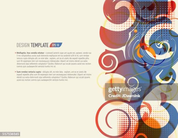 presentation template with sample text layout red blue swirls - power point background stock illustrations