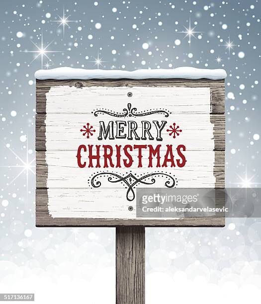 wooden sign with christmas message - rustic font stock illustrations