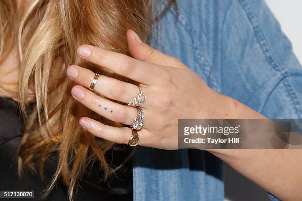 Victoria's Secret Angel Behati Prinsloo, ring detail, tattoo detail, celebrates the launch of Behati Juicy Couture Black Label at Dream Downtown on...