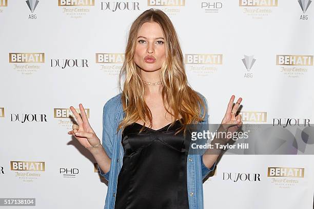 Victoria's Secret Angel Behati Prinsloo celebrates the launch of Behati Juicy Couture Black Label at Dream Downtown on March 23, 2016 in New York...