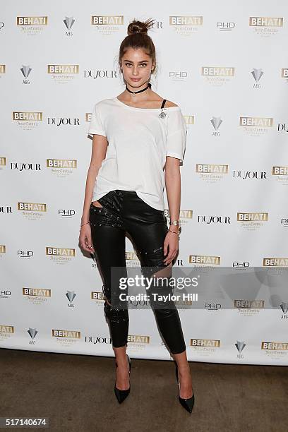 Victoria's Secret Angel Taylor Hill attends the launch of Behati Juicy Couture Black Label at Dream Downtown on March 23, 2016 in New York City.