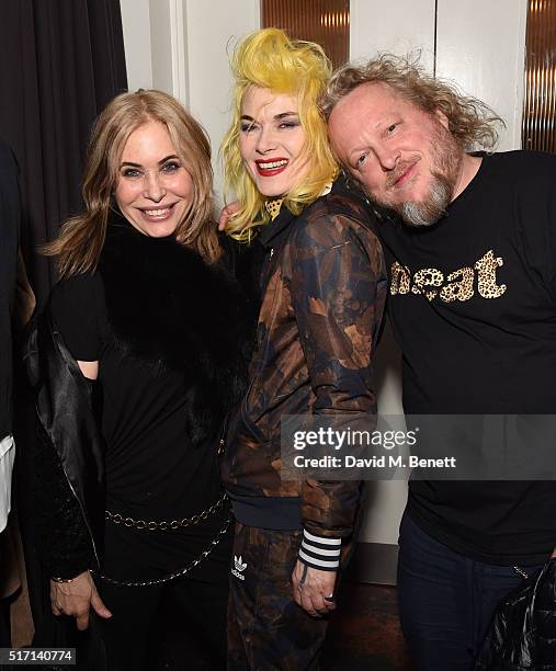 Brix Smith-Start, Pam Hogg and Jeffrey Hinton attend Ffrench Pharmaceuticals Presents Culinary Cosmetics on March 23, 2016 in London, England.