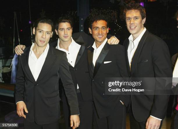 Band Il Divo attend the aftershow party following the UK Gala Premiere of "Bridget Jones: The Edge Of Reason", at Tobacco Dock on November 9, 2004 in...