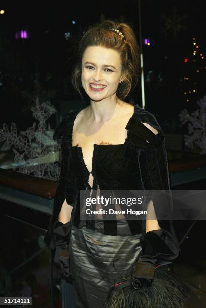 Actress Helena Bonham Carter attends the aftershow party following the UK Gala Premiere of "Bridget Jones: The Edge Of Reason", at Tobacco Dock on...