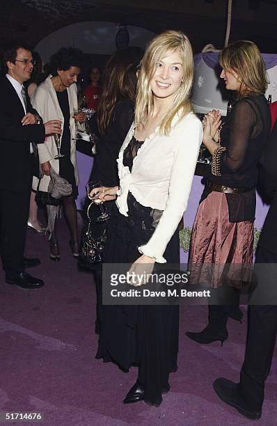 Actress Rosamund Pike attends the aftershow party following the UK Gala Premiere of "Bridget Jones: The Edge Of Reason", at Tobacco Dock on November...