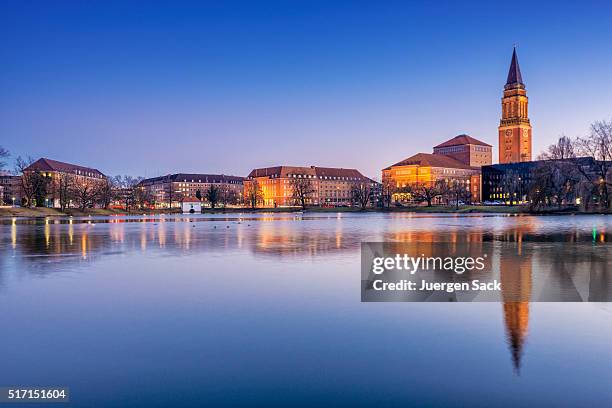 night view on kiel, schleswig-holstein - schleswig holstein stock pictures, royalty-free photos & images