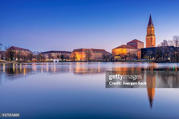 night view on kiel, schleswig-holstein - germany schleswig holstein kiel bildbanksfoton och bilder