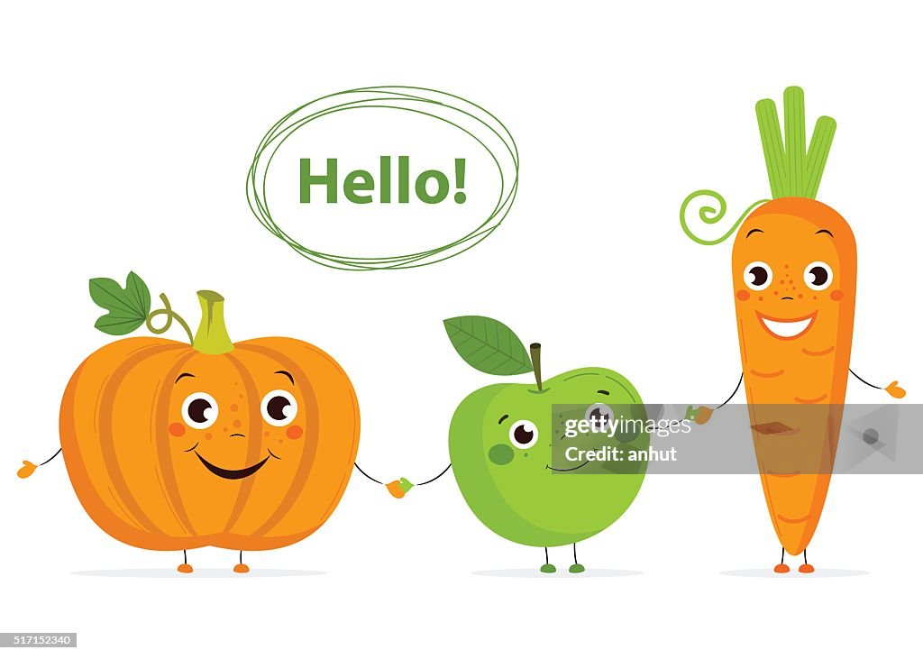 Funny Cartoon Fruits And Vegetables High-Res Vector Graphic - Getty Images
