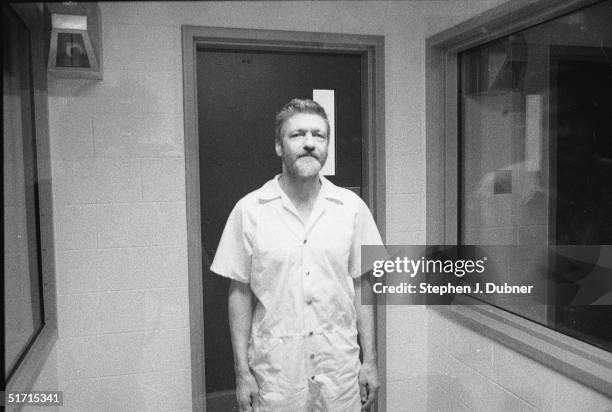 American domestic terrorist, luddite, and mathematics teacher Ted Kaczynski stands and poses during an interview in a visiting room at the Federal...