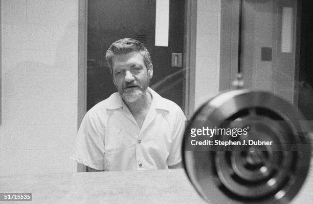 American domestic terrorist, luddite, and mathematics teacher Ted Kaczynski speaks during an interview in a visiting room at the Federal ADX Supermax...