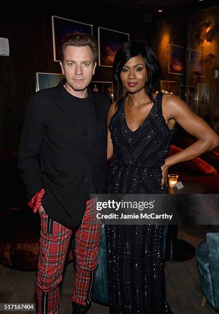 Actor Ewan McGregor and actress Emayatzy Corinealdi attend the Sony Pictures Classics' "Miles Ahead" after party hosted by The Cinema Society with...