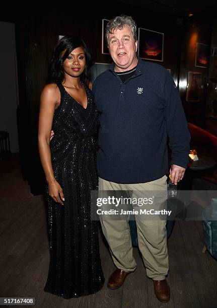 Actress Emayatzy Corinealdi and Sony Pictures Classics co-founder Tom Bernard attend the Sony Pictures Classics' "Miles Ahead" after party hosted by...