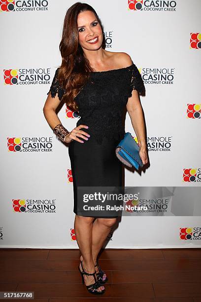 Karent Sierra attends Wine Down Wednesday at Sorrisi at Seminole Casino Coconut Creek on March 23, 2016 in Coconut Creek, Florida.