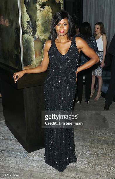 Actress Emayatzy Corinealdi attends The Cinema Society with Ketel One and Robb Report host a screening of Sony Pictures Classics' "Miles Ahead" after...