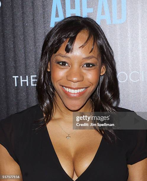Actress Nikki M James attends The Cinema Society with Ketel One and Robb Report host a screening of Sony Pictures Classics' "Miles Ahead" at...