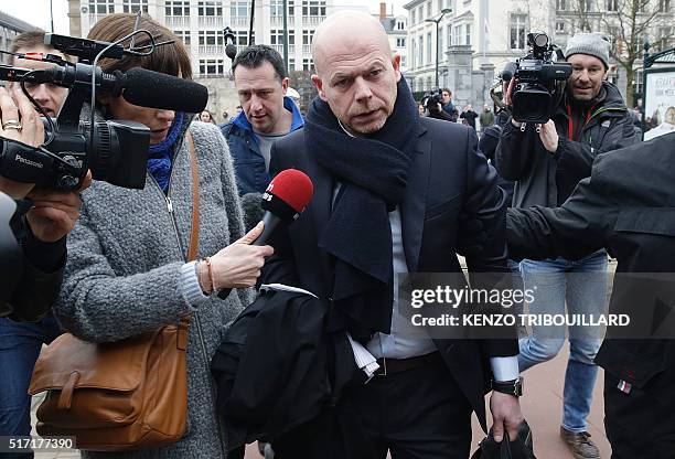 Sven Mary , lawyer of key suspect in the Paris terror attacks Salah Abdeslam, arrives to the Council Chamber of Brussels on March 24, 2016 during...