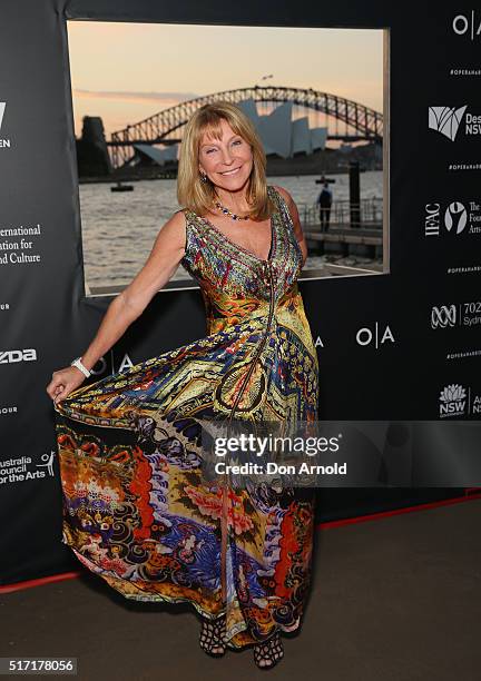 Bonnie Lythgoe arrives ahead of opening night of Handa Opera's Turandot on March 24, 2016 in Sydney, Australia.