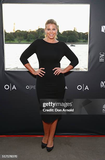 Fiona Falkiner arrives ahead of opening night of Handa Opera's Turandot on March 24, 2016 in Sydney, Australia.