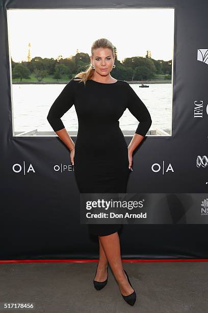 Fiona Falkiner arrives ahead of opening night of Handa Opera's Turandot on March 24, 2016 in Sydney, Australia.