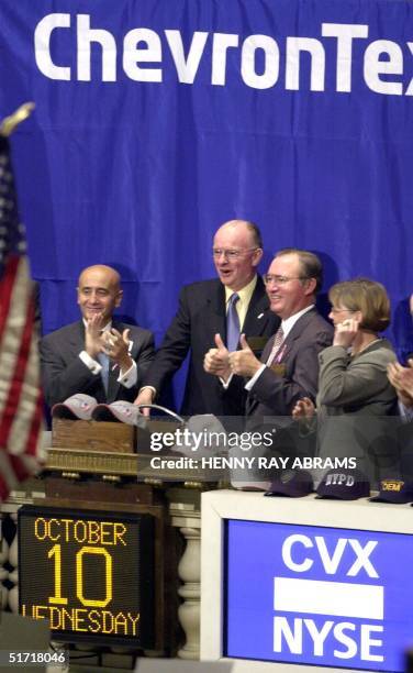 ChevronTexaco Chairman & CEO David J. O'Reilly , is joined by his wife, Joan , ChevronTexaco Vice Chairman Glenn F. Tilton and New York Stock...