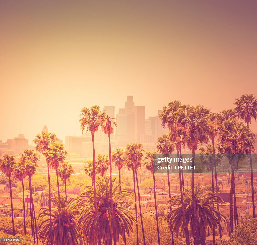 Downtown Los Angeles photographed at sunset