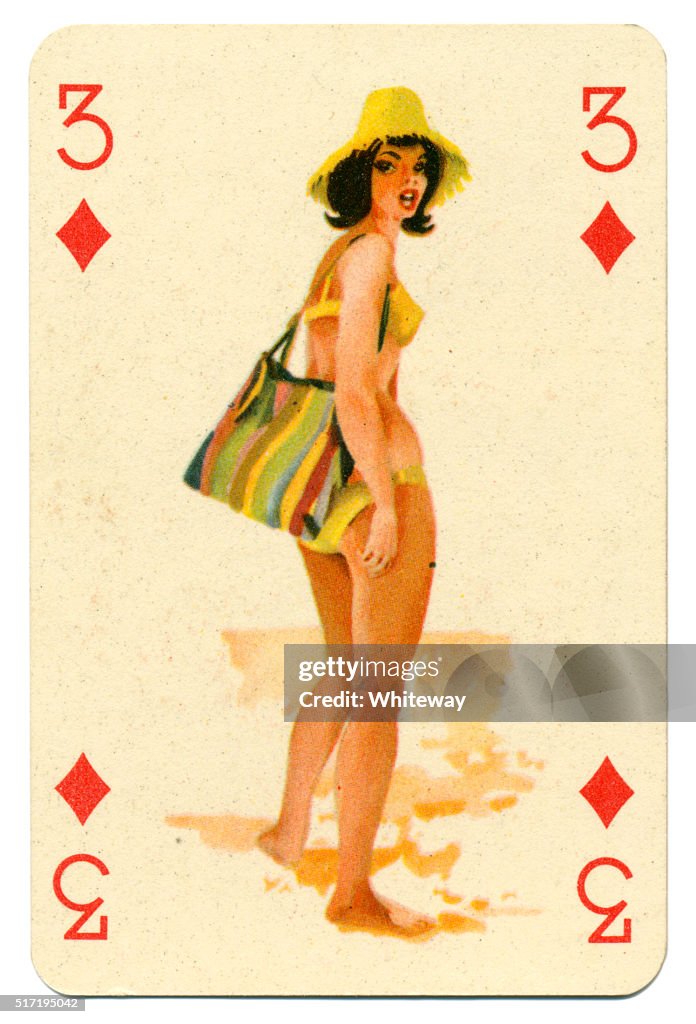 De Pin-up Romikartya 4 vintage cartão de jogo Hungria década de 1950