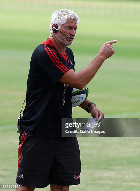 Todd Blackadder of the BNZ Crusaders during the BNZ Crusaders training session at Northwood School on March 24, 2016 in Durban, South Africa.