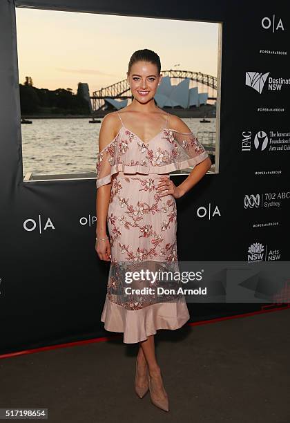 April Rose Pengilly arrives ahead of opening night of Handa Opera's Turandot on March 24, 2016 in Sydney, Australia.