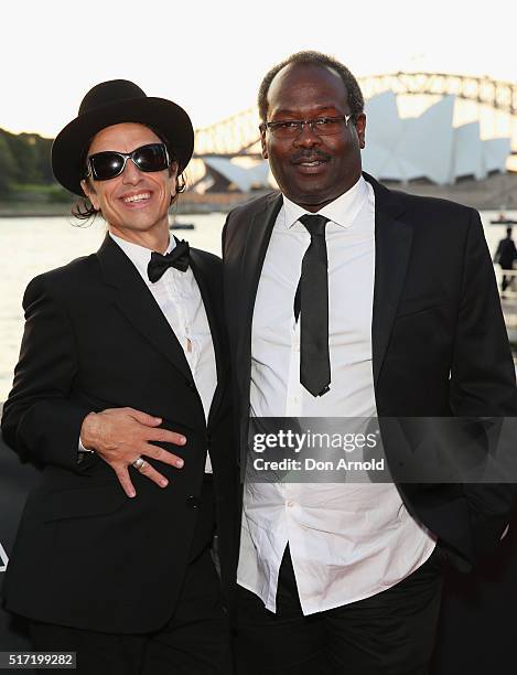 Paul Capsis and Will Roach arrive ahead of opening night of Handa Opera's Turandot on March 24, 2016 in Sydney, Australia.