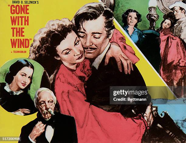 'Gone with the Wind' film poster, 1939 - starring Vivien Leigh and Clark Gable.