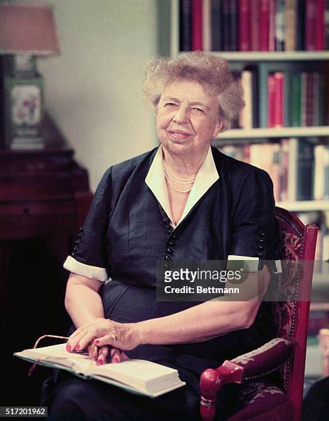 Portrait of Anna Eleanor Roosevelt , American diplomat, humanitarian and author.