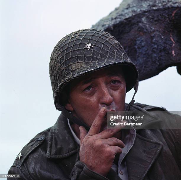 Actor Robert Mitchum in a movie still from Columbia Pictures 1968 film Anzio, directed by Edward Dmytryk.