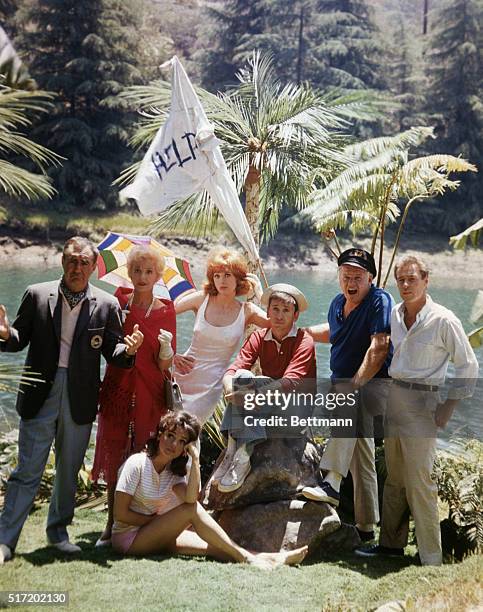 The cast of the television show, Gilligan's Island, that ran from 1964 to 1967. Left to right, Thurston Howell III ; Lovey Howell ; Mary Ann Summers...