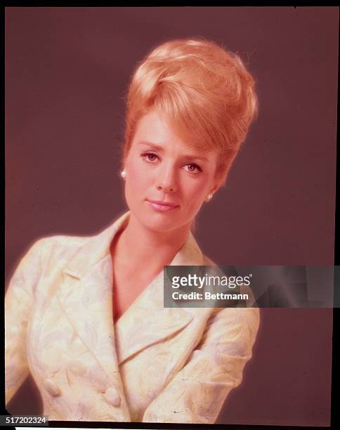 Actress Inger Stevens in a studio portrait. She was ostracized in Hollywood in the mid-60's when it was revealed that her husband was black. She...