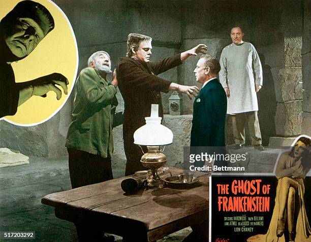 Movie poster for the 1942 Universal Pictures release The Ghost of Frankenstein pictures Bela Lugosi as Ygor, Lon Chaney, Jr. As the monster, Lionel...
