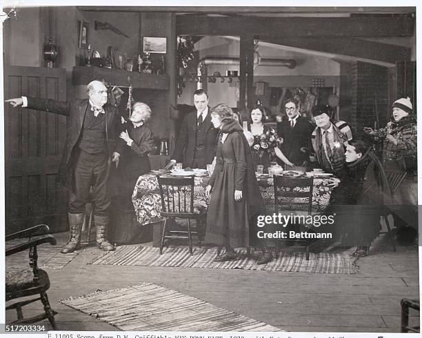 Scene from D.W. Griffith's Way Down East with Kate Bruce, Lowell Sherman, Lillian Gish, Mary Hay, Creighton Hale & Richard Barthelmess.