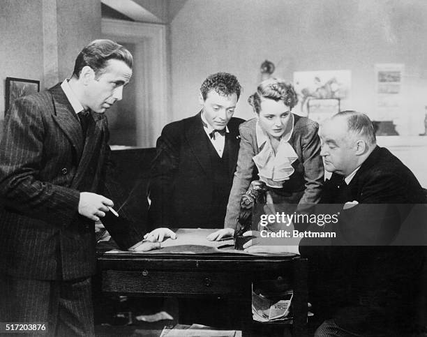 Scene from Maltese Falcon. Motion pictured released in 1941. | Version of: 'The Maltese Falcon' by Dashiell Hammett.
