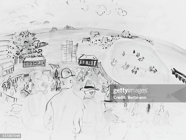 Epsom races of 1933. Painting by Raoul Dufy.