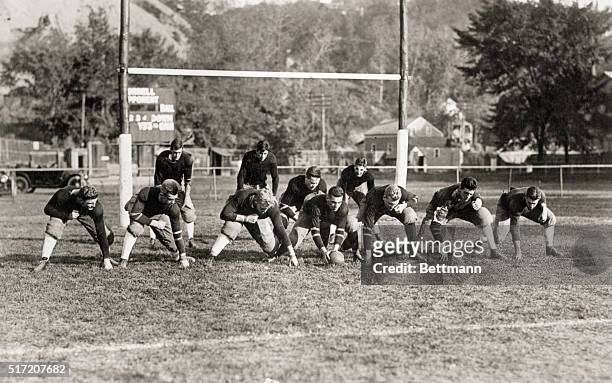 Itica, NY-ORIGINAL CAPTION READS: Picture shows the Cornell University football team line-up at a scrimmage during practice.