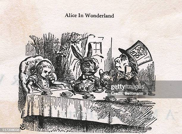 Lewis Carroll: Alice in Wonderland. Alice and the Mad Hatter at the Tea Party. Illustration by John Tenniel.