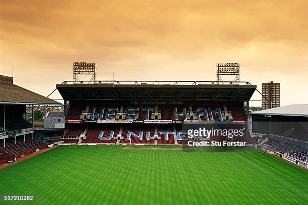 General view of Upton Park or the Boleyn Ground, home of West Ham United, pictured in July, 1997 in London, England.