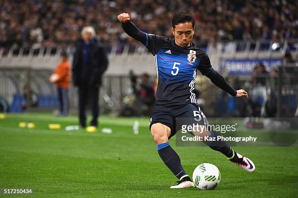 Yuto Nagatomo of Japan in action during the FIFA World Cup Russia Asian Qualifier second round match between Japan and Afghanistan at the Saitama...