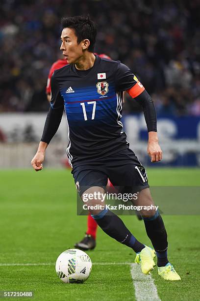 Makoto Hasebe of Japan in action during the FIFA World Cup Russia Asian Qualifier second round match between Japan and Afghanistan at the Saitama...