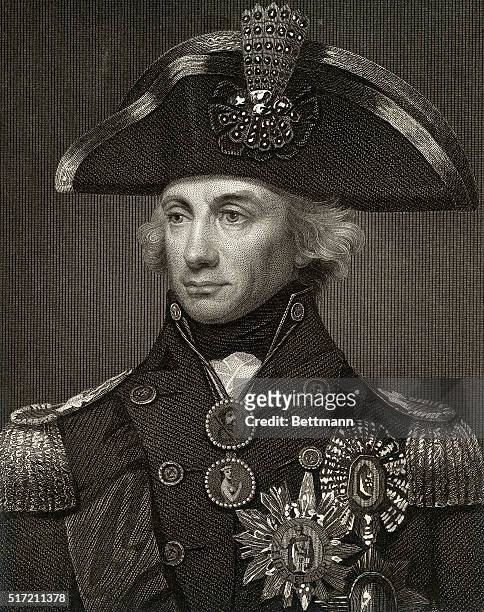 British naval officer Horatio Nelson , shown in uniform.