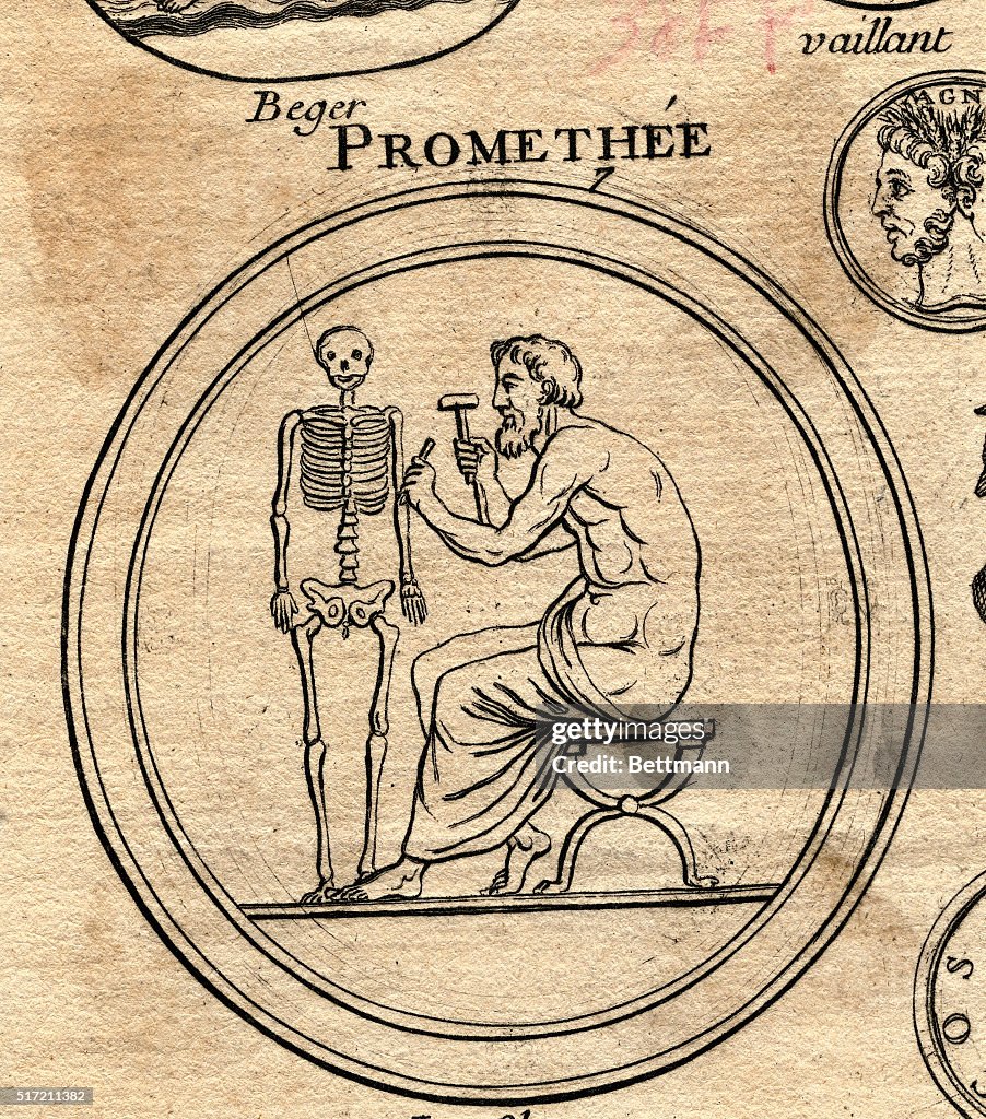 Prometheus Skeleton Prometheus Titan Stealing Fire