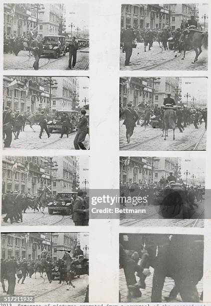 Sequence of pictures excerpted from a newsreel of the assassination of King Alexander I of Yugoslavia on October 9, 1934 in Marseilles.